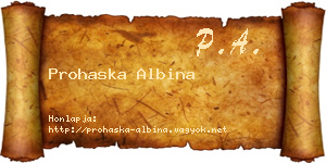 Prohaska Albina névjegykártya